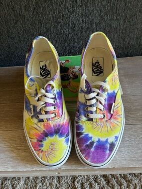 Vans Authentic Washed Tie-Dye True Canvas Sneakers - Yellow, Purple & Blue